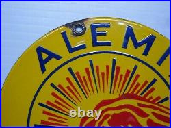 Alemite Motor Oil Lubester Porcelain Sign Authentic Antique Original