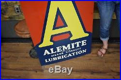 Alemite Pennsylvania Motor Oil 2 Sided ORIGINAL tin Lubrication Gas Station Sign