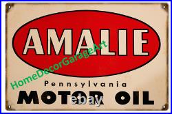 Amalie Motor Oil Lubrication Metal Sign, Aged Vintage Style Garage Art HDGA