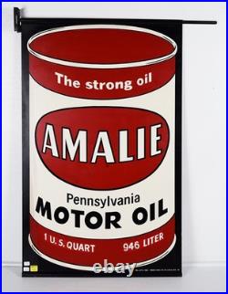 Amalie Pennsylvania Motor Oil Double Sided Tin Hanging Sign 34 Inches Tall