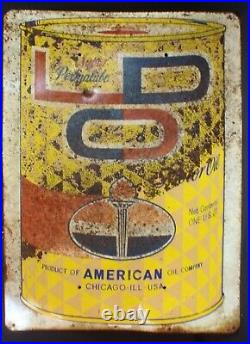 American Oil Co. Single Sided Sign Advertising Super Permalube LDO Motor Oil