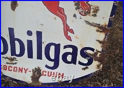 Antique 1939 Dbl Porcelain Mobilgas Pegasus Socony Vacuum USA Motor Oil Gas Sign