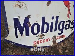 Antique 1939 Dbl Porcelain Mobilgas Pegasus Socony Vacuum USA Motor Oil Gas Sign