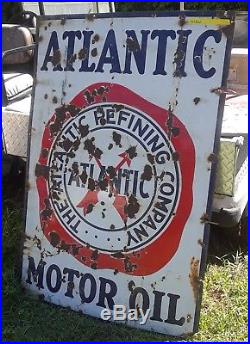 Antique Atlantic Refining Co. Motor Oil Advertising Gas Sign Original 52x35-1/2