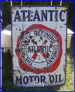 Antique Atlantic Refining Co. Motor Oil Advertising Gas Sign Original 52x35-1/2