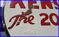 Antique Double-Sided Porcelain KENDALL MOTOR OIL 2000 Mile Sign 24