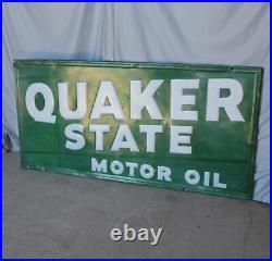 Antique Large Tin Quaker State Motor Oil Advertising Sign 3 feet x 6 feet