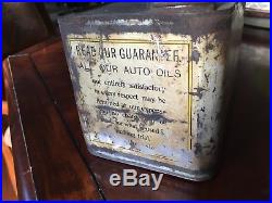 Antique Manhattan Trop-Artic Graphic Motor Oil Can Vintage Original Gas Sign Old
