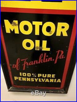 Antique ORIGINAL GALENA MOTOR OIL Tin Self Framed SIGN Franklin, PA. 60 Tall