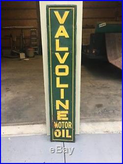 Antique Original Rare 1940's Valvoline Motor Oil Embossed Vertical Sign 60hx12w
