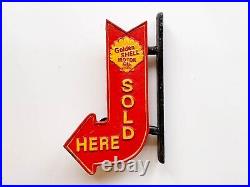 Antique Shell Golden Motor Oil Cast Iron Advertising Display Sign