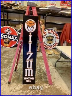 Antique Vintage Old Style Oilzum Motor Oil Sign 60 Tall Made USA