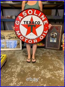 Antique Vintage Old Style Sign Texaco Motor Oil Gasoline Made USA