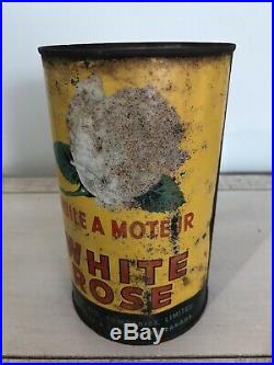 Antique White Rose Imperial Quart Motor Oil Tin Can Vintage Gas Sign Old Cans