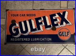 Antique-barn Find Look Gulf Gasoline Gulfflex Motor Oil Dealer Sales Sign