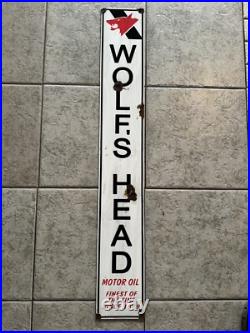 Antique style barn find look Wolfs Head Motor Oil Dealer Service Sales Sign Antique style barn find look Wolfs Head Motor Oil Dealer Service Sales Sign
