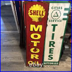 Antique style porcelain look SHELL Service dealer service gas station Motor Oil