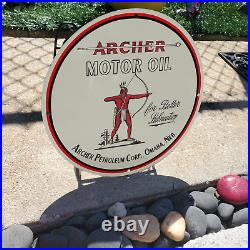 Archer Motor Oil Porcelain Gas & Oil Station Garage Man Cave Sign