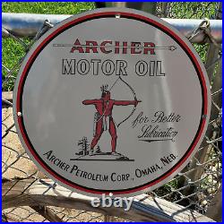 Archer Motor Oil Porcelain Gas & Oil Station Garage Man Cave Sign