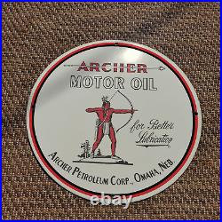 Archer Motor Oil Porcelain Gas & Oil Station Garage Man Cave Sign