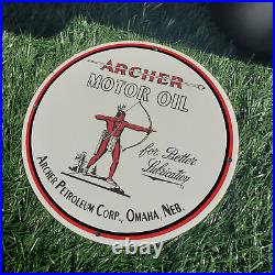 Archer Motor Oil Porcelain Gas & Oil Station Garage Man Cave Sign