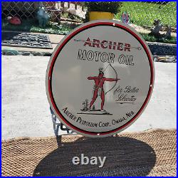 Archer Motor Oil Porcelain Gas & Oil Station Garage Man Cave Sign