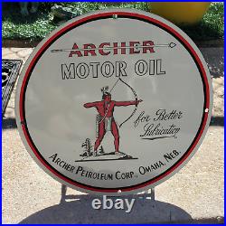 Archer Motor Oil Porcelain Gas & Oil Station Garage Man Cave Sign