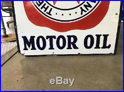 Atlantic Motor Oil Porcelain Sign, Gas And Oil, Chevrolet And Ford