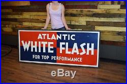 Atlantic Motor Oil White Flash Sign Gas Station Early Advertising 1930's Tin