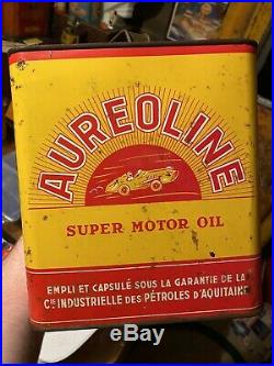 Aureoline Super Motor Oil Gallon Can Race Car Graphics Sign Tin Gas Auto