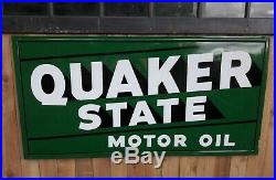 Authentic 1940-50's Quaker State Motor Oil Sign 72x36 Near Mint Condition