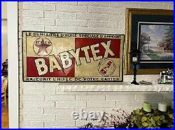 BABYTEX TEXACO MOTOR OIL EMBOSSED SIGN tin litho SCARCE