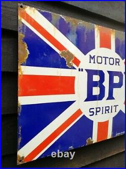 BP enamel sign BP Motor Spirit sign porcelain sign British Petroleum Union Jack