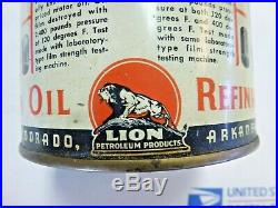 Beautiful NOS 1940s 1950s Lion Naturalube Unopened 1 Quart Motor Oil Can