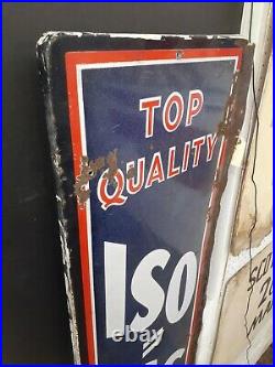 C. 1930s Original Vintage Top Quality ISO VIS D Motor Oil Porcelain Gas VERY RARE