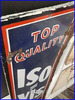 C. 1930s Original Vintage Top Quality ISO VIS D Motor Oil Porcelain Gas VERY RARE