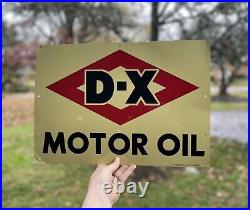 C. 1950's N. O. S. DX Motor Oil Tin Service Station Sign Gas Station Sign Original