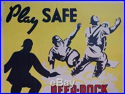C. 1950s Play Safe Use Deep-Rock Prize Motor Oil Baseball Sign Poster Vintage