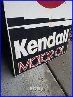 C. 1960s Original Vintage Kendall Motor Oil Sign Metal Dealer Gas Oil 2 Sided