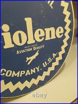 C. 1960s Original Vintage Tiolene Aviation Motor Oil Sign Metal Quality Gas RARE