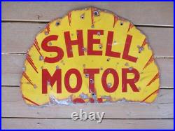C1930's Shell Motor Oil 25 Metal Porcelain Double-Sided Sign C1930's Shell Motor Oil 25 Metal Porcelain Double-Sided Sign