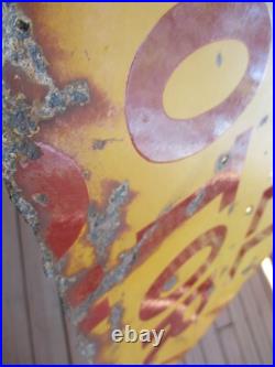 C1930's Shell Motor Oil 25 Metal Porcelain Double-Sided Sign C1930's Shell Motor Oil 25 Metal Porcelain Double-Sided Sign
