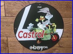 CASTROL MOTOR OIL Bugs Bunny ENAMEL ADVERTISING SIGN, 12