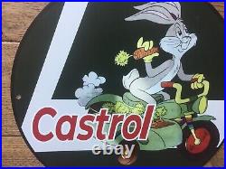 CASTROL MOTOR OIL Bugs Bunny ENAMEL ADVERTISING SIGN, 12