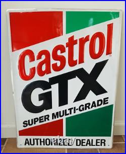 Castrol GTX Super Multi-Grade Motor Oil AUTHORIZED DEALER EMBOSSED Metal Sign