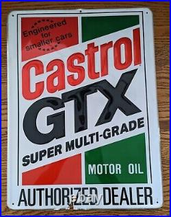 Castrol GTX Super Multi-Grade Motor Oil Embossed Authorized Dealer Metal Sign