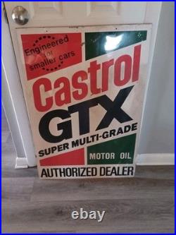 Castrol GTX Super Multi-Grade Motor Oil Embossed Authorized Dealer Metal Sign