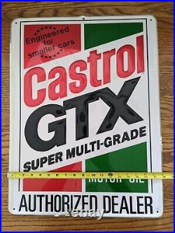 Castrol GTX Super Multi-Grade Motor Oil Embossed Authorized Dealer Metal Sign