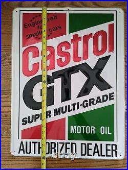 Castrol GTX Super Multi-Grade Motor Oil Embossed Authorized Dealer Metal Sign
