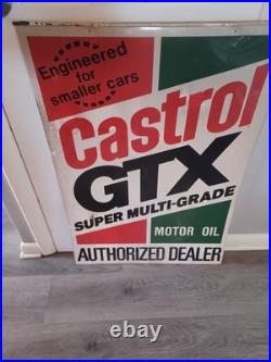 Castrol GTX Super Multi-Grade Motor Oil Embossed Authorized Dealer Metal Sign
